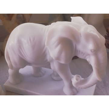 Estatua elefante de mármol blanco